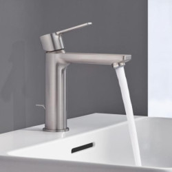 Praustuvo maišytuvas Grohe Lineare S, plienas, su dugno vožtuvu