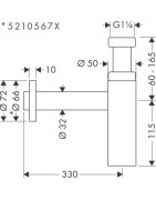 Praustuvo sifonas Hansgrohe Flowstar S, DN 32, chromuotas