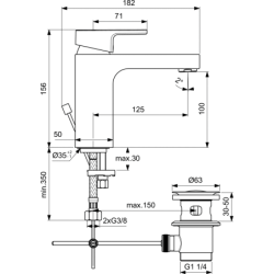 Praustuvo maišytuvas Ideal Standard Edge, chromuotas