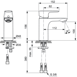 Praustuvo maišytuvas Ideal Standard Connect Air, silver storm