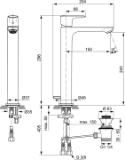 Praustuvo maišytuvas Ideal Standard Connect Air, magnetic grey