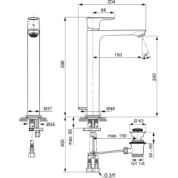 Praustuvo maišytuvas Ideal Standard Connect Air, magnetic grey