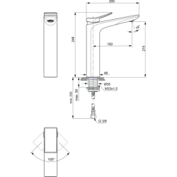 Praustuvo maišytuvas Ideal Standard Conca, poliruotas auksas