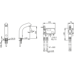 Praustuvo maišytuvas Oras Electra, su dušeliu, 230 V