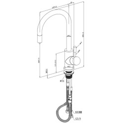 Plautuvės maišytuvas Villeroy&Boch Umbrella Flex, auksas