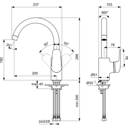 Bidė maišytuvas Ideal Standard Ceraflex, chromuotas