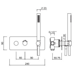 Dušo maišytuvas Giulini Ego 8278, matinės juodos spalvos