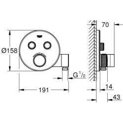Dekoratyvinė dalis maišytuvui Grohe Grohtherm SmartControl