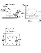 Pakabinamas unitazas Grohe Euro Ceramic, baltos spalvos