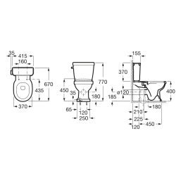 Pastatomas unitazas Roca Carmen, universaliu nuotaku, su bakeliu