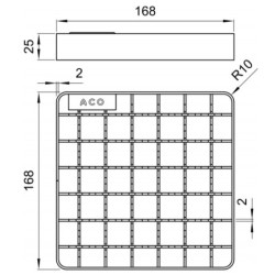 Grotelės Aco Trapo, blizgios, 200x200 mm