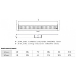 Dušo latakas Aco ShowerDrain C, 585 -  985 mm, horizontalus