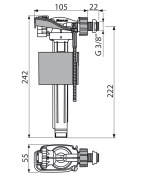 Šoninio pripildymo mechanizmas Alca Plast A160P, 3/8"