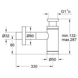 Praustuvo sifonas Grohe 28912DC0, nerūdijančio plieno spalvos