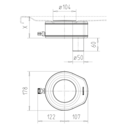 Dušo sifonas Kaldewei Professional KA90, baltas, vertikalus
