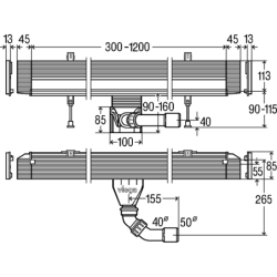 Dušo latakas Viega Advantix Vario, 300-1200 mm, su grotelėmis