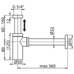 Praustuvo sifonas Ravak, chromuotas