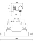 Termostatinis dušo ir vonios maišytuvas Ravak TE 032.00/150