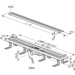 Nutekamasis dušo latakas Ravak Zebra 850, plastikas