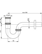 Praustuvo sifonas Ravak, U formos, chromuotas