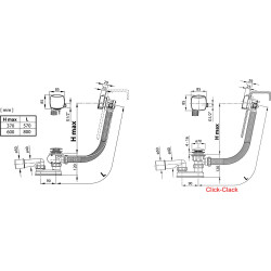 Vonios sifonas Ravak, su persipylimu, Click-Clack