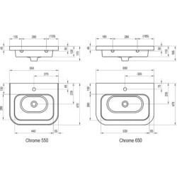 Praustuvas Ravak Chrome 650, 650x470 mm