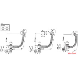 Vonios sifonas Ravak 800, su persipylimu, Click-Clack