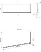 Apdailos plokštė Ravak 10° 160, balta, kairė