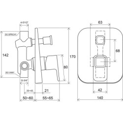 Potinkinis vonios/dušo maišytuvas Ravak 10° TD 061.00
