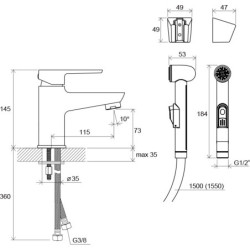 Praustuvo maišytuvas Ravak BM 011.00, su bidė dušeliu