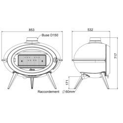 Ketinė krosnelė Invicta Brio, su kojelėmis, 7 kW
