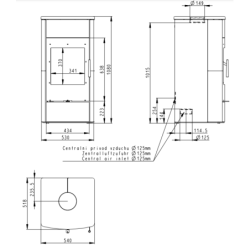 Plieninė krosnelė Romotop Espera 01, su šilumokaičiu, 13kW