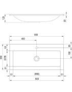 Praustuvas Ravak Clear 800, baltas, su skyle maišytuvui