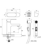 Praustuvo maišytuvas Ravak Chrome CR 112.00, su bidė purkštuku