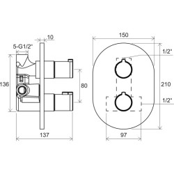 Termostatinis potinkinis maišytuvas Ravak Chrome CR 064.00