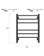 Elektrinis rankšluosčių džiovintuvas Terminus Aurora P6, juodas