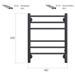 Elektrinis rankšluosčių džiovintuvas Terminus Aurora P6, juodas