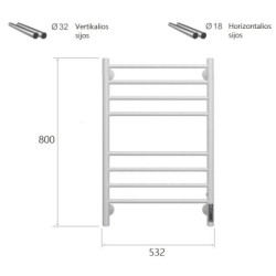 Elektrinis rankšluosčių džiovintuvas Terminus Aurora P8, baltas