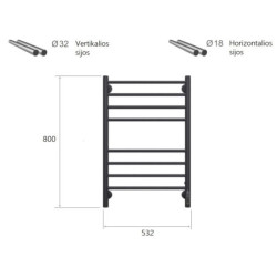Elektrinis rankšluosčių džiovintuvas Terminus Aurora P8, juodas