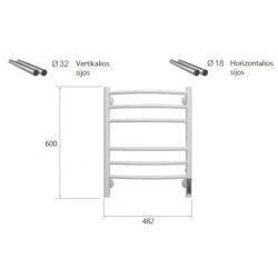 Elektrinis rankšluosčių džiovintuvas Terminus Classic P6, baltas