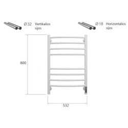 Elektrinis rankšluosčių džiovintuvas Terminus Classic P8, baltas
