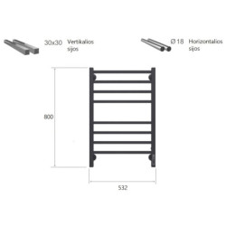 Elektrinis rankšluosčių džiovintuvas Terminus Sicilia P8, juodas