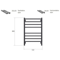 Elektrinis rankšluosčių džiovintuvas Terminus Vatikan P8, juodas