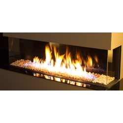 Dujinis židinys Akos Meridian XL, 12 kW, trijų pusių stiklu