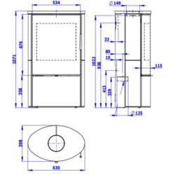 Plieninė krosnelė Romotop Ovalis T 05, 8 kW
