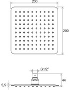 Kvadratinė dušo galvutė Ravak Chrome 982.01, 200 mm