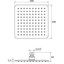 Kvadratinė dušo galvutė Ravak Chrome 982.01, 200 mm