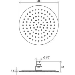 Apvali dušo galvutė Ravak Chrome 984.01, 200 mm