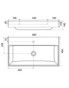 Praustuvas Ravak Natural 800, 800x450 mm, balta