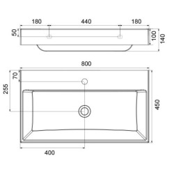 Praustuvas Ravak Natural 800, 800x450 mm, balta